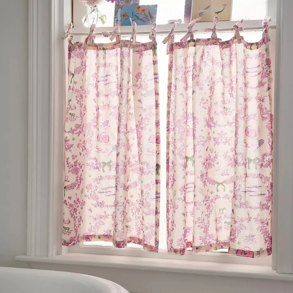 Urban Outfitters Pink Toile Cafe Curtains Set 2 NWT French Country Cottagecore